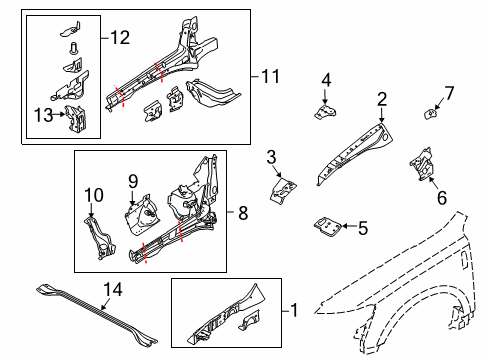2010 Lincoln MKT Structural Components & Rails Retaining Bracket Diagram for AE9Z-16C274-A