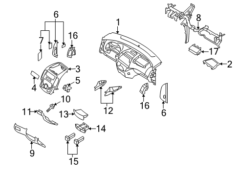 2011 Hyundai Elantra Cluster & Switches, Instrument Panel Cover Assembly-Lower Crash Pad RH Diagram for 84795-2L000-4W