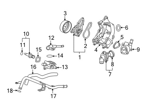 2009 Acura RDX Powertrain Control Passage, Water Diagram for 19410-RWC-A00