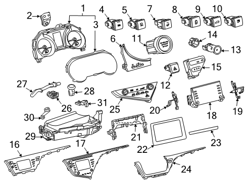 2019 Toyota Camry Cluster & Switches, Instrument Panel Display Unit Diagram for 86140-06410
