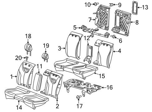 2016 Dodge Dart Rear Seat Components Foam-Seat Back Diagram for 68229751AA