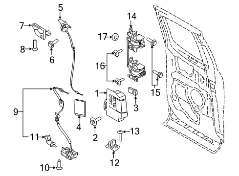 2018 Ford F-150 Rear Door - Lock & Hardware Hinge Assembly Diagram for HL3Z-1826801-A