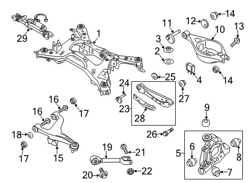 2012 Infiniti FX50 Rear Suspension Components, Lower Control Arm, Upper Control Arm, Ride Control, Stabilizer Bar Seat-Lower Ball Joint Diagram for 40173-EG000
