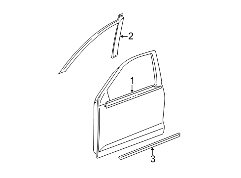 2003 Toyota Corolla Exterior Trim - Front Door Body Side Molding Diagram for 75731-02220