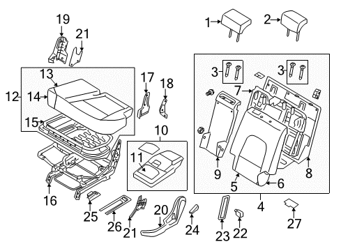 2007 Hyundai Veracruz Second Row Seats Guide Assembly-HEADREST With Lever Diagram for 88385-3J000-6T