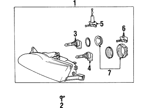 1998 Hyundai Sonata Bulbs Headlamp Assembly, Right Diagram for 92102-34550