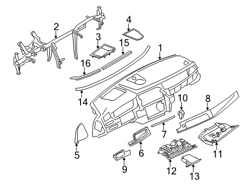 2014 BMW 550i Instrument Panel Hold-Down, Bulkhead Sound Insul., Left Diagram for 51489121685