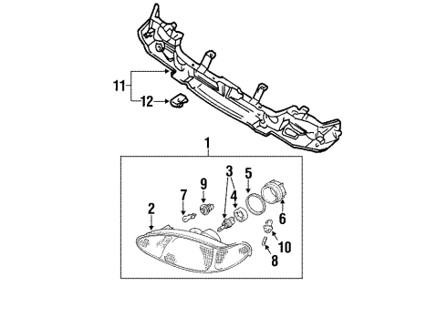 1998 Ford Escort Headlamps Composite Headlamp Diagram for F8CZ-13008-BA