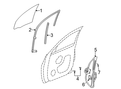 2001 Chrysler PT Cruiser Rear Door WEATHERSTRIP-Front Door Glass Diagram for 4724777AE