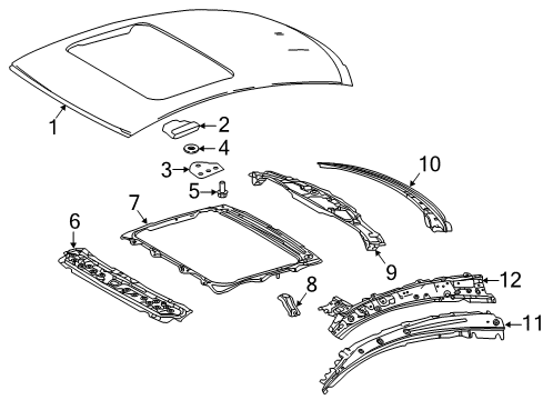 2015 Lexus RC F Roof & Components Support, Roof Panel Diagram for 63118-24060