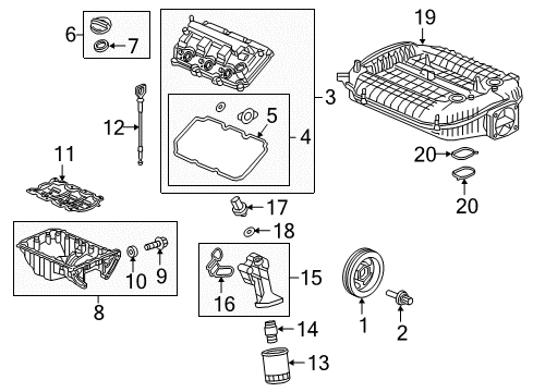 2020 Honda Ridgeline Senders Set, Meter Complete Diagram for 17047-TG7-A10