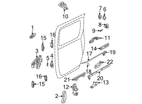 2002 Kia Sedona Sliding Door Protector-Guide Rail Diagram for 0K55272286