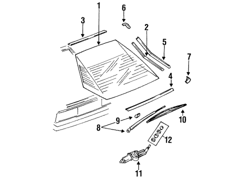 1988 Nissan Sentra Lift Gate Glass, Wiper & Washer Components Motor Assy-Rear Window Wiper Diagram for 28710-56A50