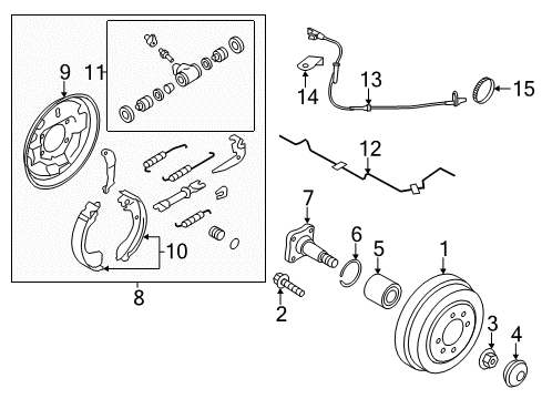 2013 Nissan Versa Anti-Lock Brakes Sensor Assembly-Anti SKID, Rear Diagram for 47901-EL00A