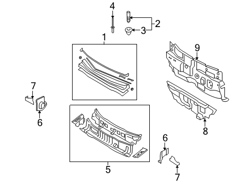 2009 Hyundai Elantra Cowl Insulator-Dash Panel Diagram for 84124-2L000