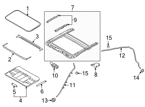 2017 Infiniti Q60 Sunroof Rail Assy-Sunroof Diagram for 91350-5CA1A