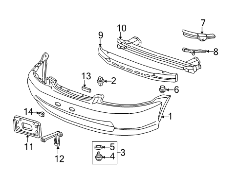 1997 Honda Civic Front Bumper Beam, FR. Bumper Diagram for 71130-S01-A01ZZ