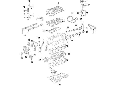 2006 Hummer H3 Engine Parts, Mounts, Cylinder Head & Valves, Camshaft & Timing, Variable Valve Timing, Oil Pan, Oil Pump, Balance Shafts, Crankshaft & Bearings, Pistons, Rings & Bearings Camshaft Diagram for 24100364