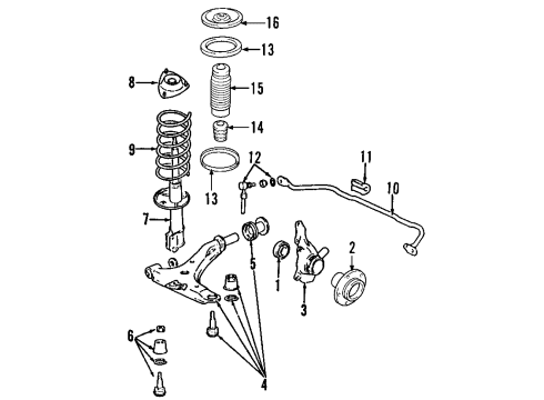 2007 Hyundai Santa Fe Front Suspension Components, Lower Control Arm, Stabilizer Bar Insulator Assembly-Strut Diagram for 54610-2B000
