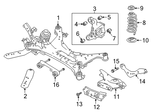 2019 Nissan Altima Rear Suspension Components, Lower Control Arm, Upper Control Arm, Stabilizer Bar Link Lower Diagram for 551A0-6CA0A