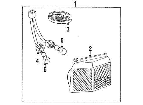 1989 Nissan Sentra Bulbs Lens Combination Lamp LH Diagram for 26559-64A10