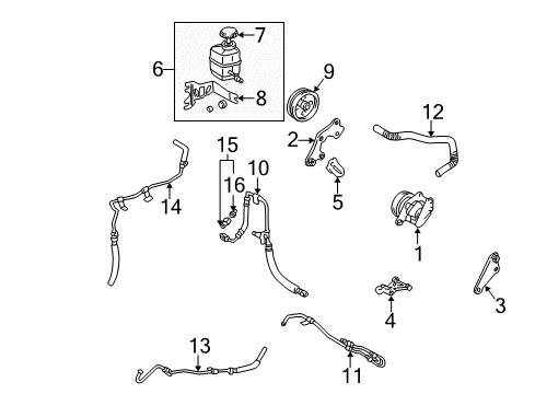 1998 Lexus ES300 P/S Pump & Hoses, Steering Gear & Linkage Lower Pressure Tube Assembly Diagram for 44410-06080