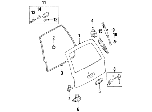 1996 Kia Sportage Lift Gate Striker-Back Door Diagram for 0K01863361E