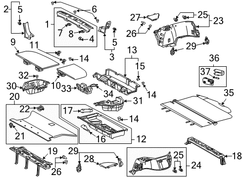 2008 Lexus RX350 Interior Trim - Rear Body Lock Sub-Assy, Deck Board Diagram for 58405-0E010