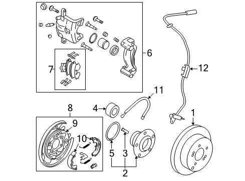 2009 Kia Sportage Parking Brake Brake Assembly-Rear Wheel, LH Diagram for 58210-3K000