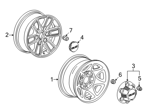 2015 GMC Sierra 1500 Wheels Hub Cap Diagram for 20941992