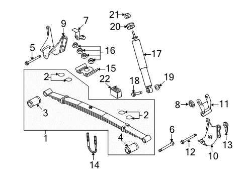 2009 Ford E-250 Rear Suspension Components, Stabilizer Bar Shackle Bolt Diagram for -N806568-S439