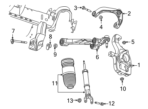 2021 Ram 1500 Suspension Components, Lower Control Arm, Upper Control Arm, Ride Control, Stabilizer Bar Air Suspension Diagram for 68318302AG