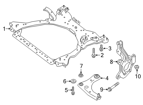 2018 Nissan Kicks Front Suspension Components, Lower Control Arm, Stabilizer Bar Bolt Diagram for 54459-1HH1B