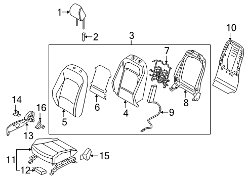 2022 Kia Soul Passenger Seat Components Back Assembly-Fr Seat, RH Diagram for 88400K0570SK9