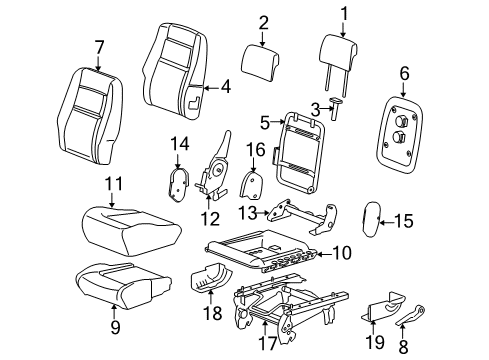 2006 Pontiac Montana Rear Seat Components Handle, Rear Seat Reclining Diagram for 89042595