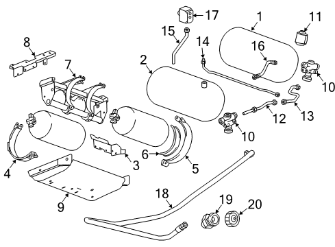 2016 Chevrolet Express 2500 Fuel System Components Fuel Tank Diagram for 84055540