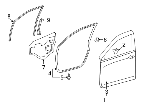 2008 Toyota RAV4 Front Door Door Shell Diagram for 67001-0R020