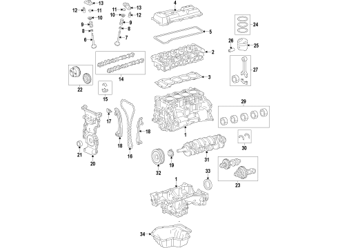 2011 Toyota Sienna Engine Parts, Mounts, Cylinder Head & Valves, Camshaft & Timing, Variable Valve Timing, Oil Cooler, Oil Pan, Oil Pump, Balance Shafts, Crankshaft & Bearings, Pistons, Rings & Bearings Valve Cover Gasket Diagram for 11213-36020