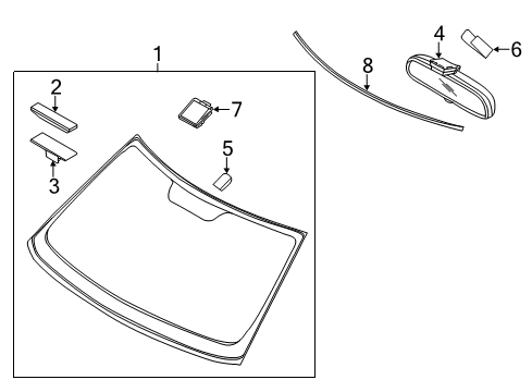 2017 Kia Soul EV Windshield Glass, Reveal Moldings Moulding-Windshield Glass Diagram for 86131B2000