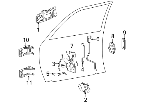 2009 Mitsubishi Raider Front Door - Lock & Hardware Front Door Latch Diagram for 55112598AA