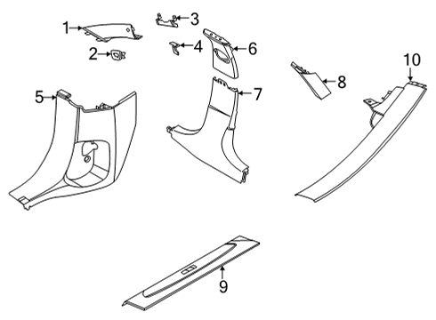 2022 BMW 228i xDrive Gran Coupe Interior Trim - Pillars COVER COLUMN C RIGHT Diagram for 51435A04F46