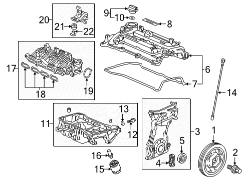 2018 Honda Accord Intake Manifold Emblem, Engine Diagram for 17125-59B-000