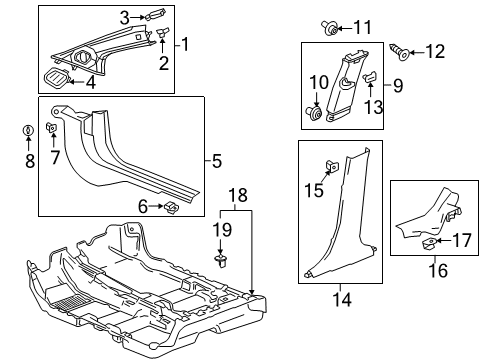 2016 Chevrolet Spark Interior Trim - Pillars, Rocker & Floor Carpet Retainer Diagram for 11612284