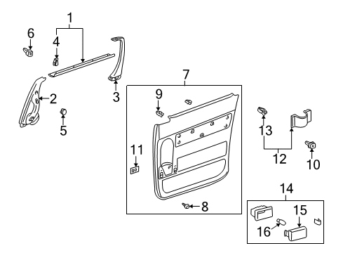 2001 Toyota Sienna Interior Trim - Side Loading Door Window Molding Diagram for 67668-08010-B0