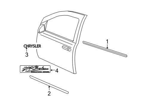 2008 Chrysler Aspen Exterior Trim - Front Door Molding-Front Door Diagram for 55078066AC