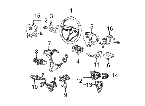 2013 Honda Fit Steering Column & Wheel, Steering Gear & Linkage Guide, Cord Diagram for 78525-TM8-N81