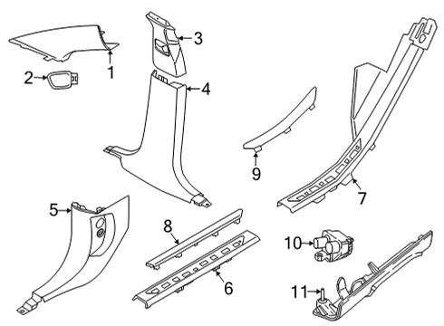 2020 BMW X6 Interior Trim - Pillars COVER, B-COLUMN BOTTOM LEFT Diagram for 51437949917