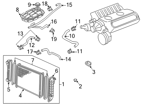 1997 Chevrolet Corvette Radiator & Components Hose Diagram for 12557352