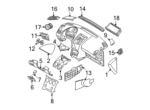 2009 Nissan Rogue Cluster & Switches, Instrument Panel Cover Meter Diagram for 68235-JM00A