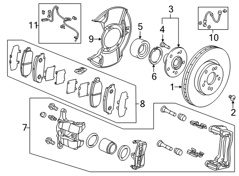 2016 Acura RDX Anti-Lock Brakes Caliper Sub-Assembly, Left Front Diagram for 45019-TX4-A10